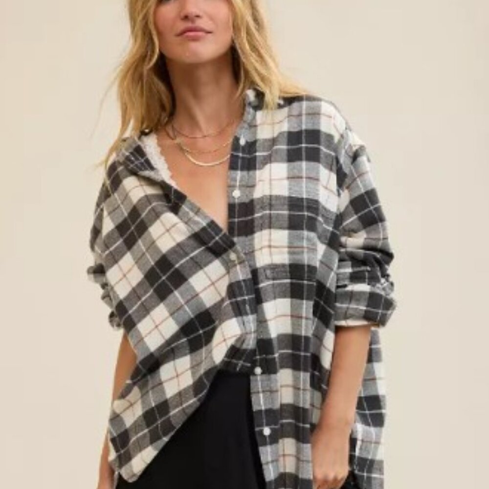 Aerie Anytime Flannel Button Down Shirt sz Medium